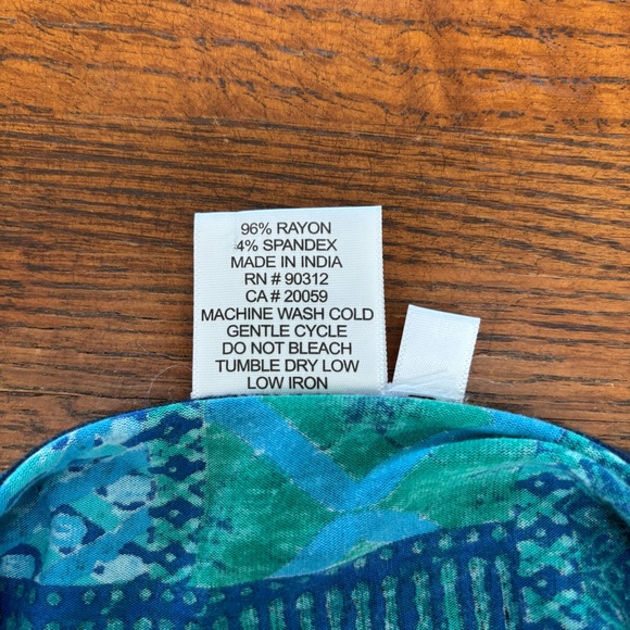 Parsley & Sage Tunic V-Neck Top Women’s M Teal & Navy 3/4 Sleeve Soft - Picture 5 of 6